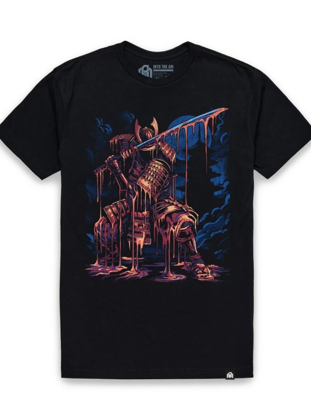 Molten Ronin Samurai Graphic Tee Black Drip Art Japanese Warrior Shirt